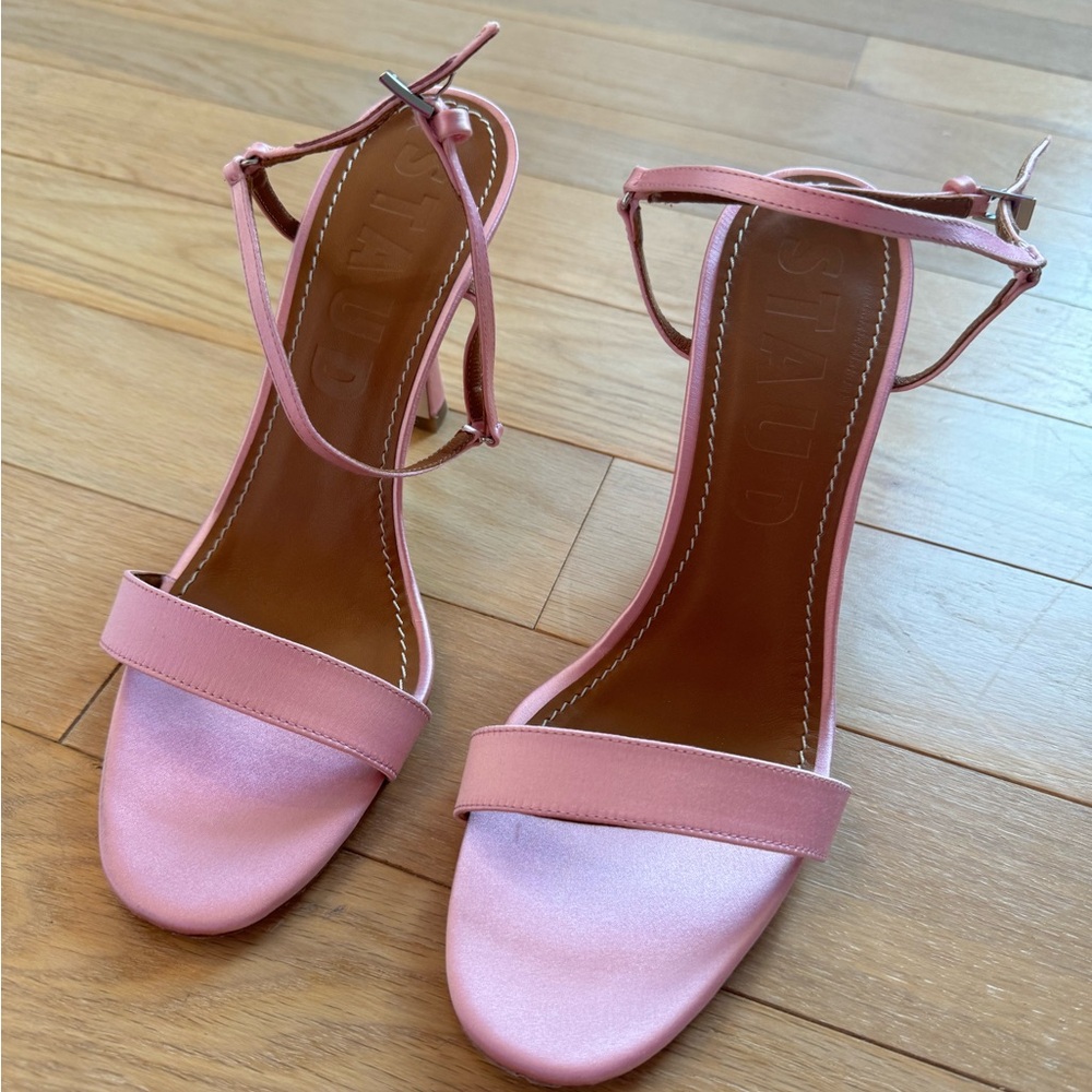 Staud Petra cherry blossom 95mm satin sandals